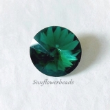 1 Rivoli, runder Glasstein 18 mm - emerald